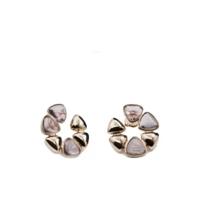 Pendientes De Piedra Natural | LINEARGENT Pendiente diseño floral combinada en plata bañada en rosa y detalles morados