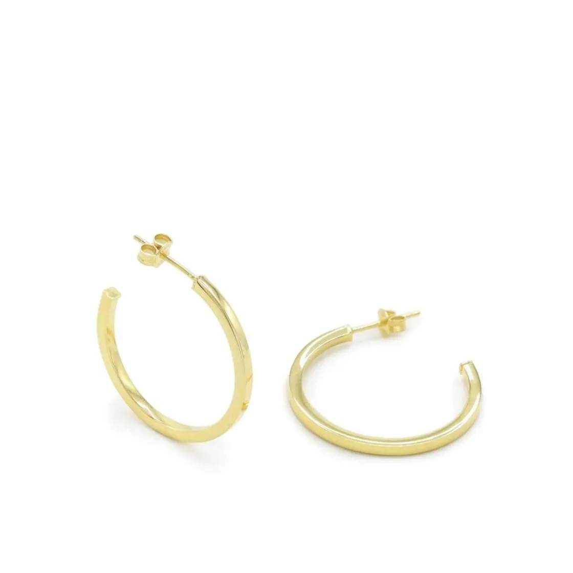 Pendientes Aro | LINEARGENT Pendientes aro bañados en oro de diseño cuadrado tamaño mediano