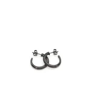 Pendientes Aro | LINEARGENT Pendientes aro baño rutenio circonitas negras modelo mediano