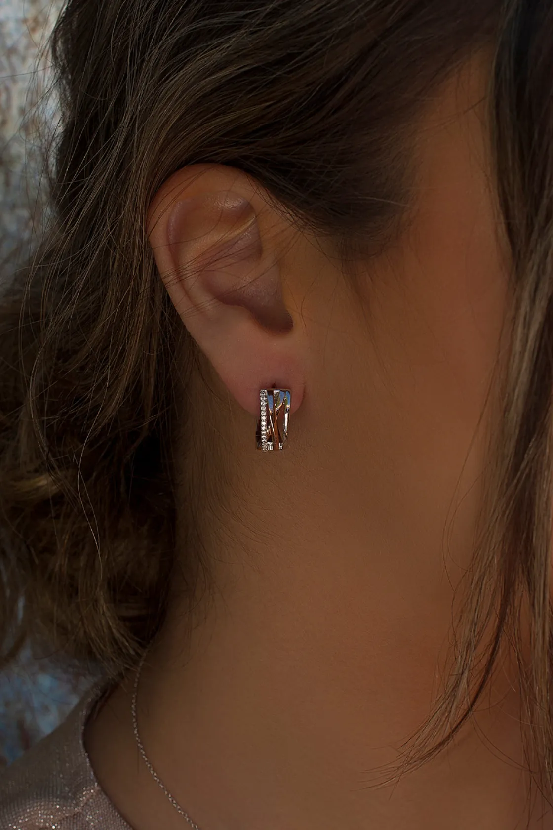 Pendientes Bicolor | LINEARGENT Pendientes aro bicolores formados por cuatro raíles