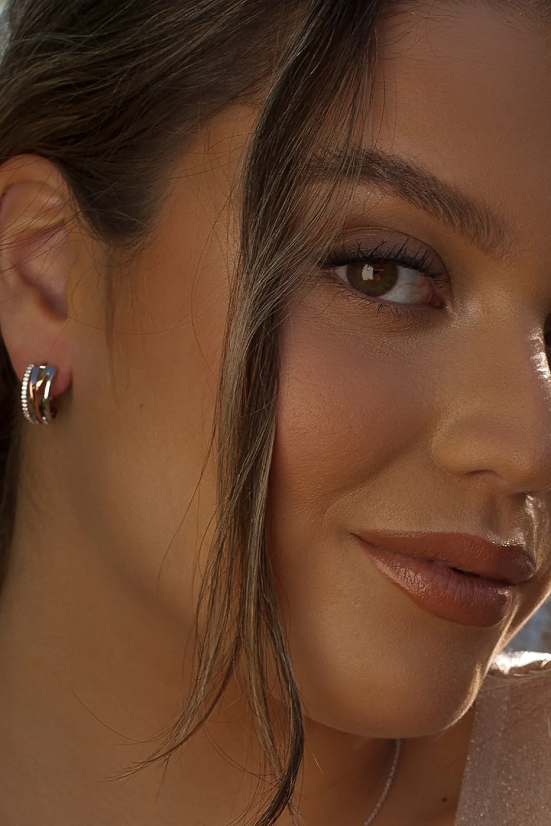 Pendientes Bicolor | LINEARGENT Pendientes aro bicolores formados por cuatro raíles