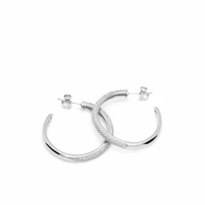 Pendientes Aro | LINEARGENT Pendientes aro circonitas blancas modelo grande