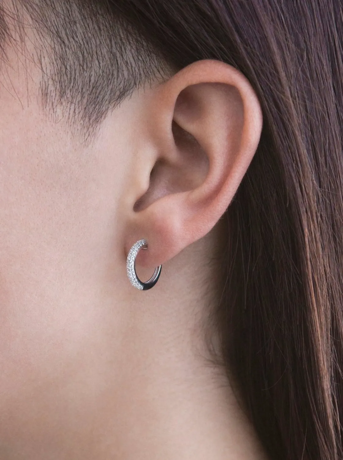 Pendientes Aro | LINEARGENT Pendientes aro con circonitas blancas modelo pequeño