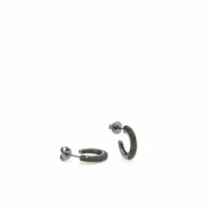 Pendientes Aro | LINEARGENT Pendientes aro con circonitas negras modelo pequeño