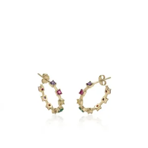 Pendientes Aro | LINEARGENT Pendientes aro con cuarzos adamantinos dispuestos linealmente
