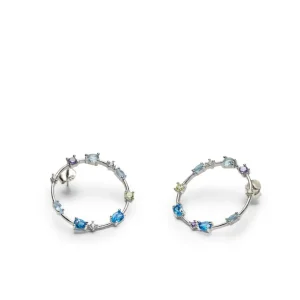Pendientes De Piedras De Colores | LINEARGENT Pendientes aro con cuarzos adamantinos en tonos fríos