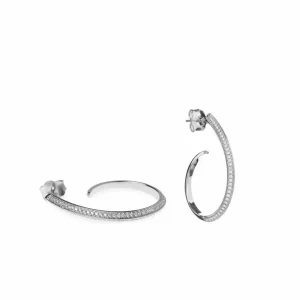 Pendientes Aro | LINEARGENT Pendientes aro con engaste de circonitas diseño semiabierto