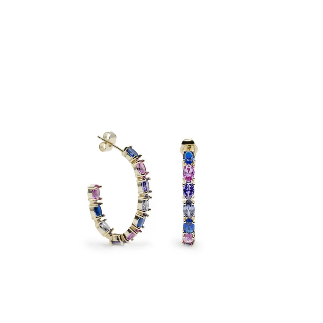Pendientes Aro | LINEARGENT Pendientes aro con piedras de colores diseño ovalado