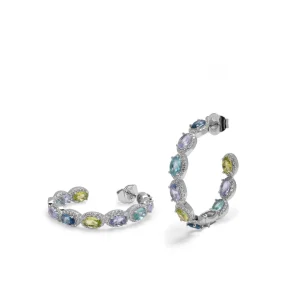 Pendientes Aro | LINEARGENT Pendientes aro con piedras en tono azul y circonitas