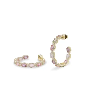 Pendientes Aro | LINEARGENT Pendientes aro con piedras en tono rosados y circonitas