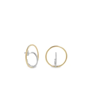 Pendientes Originales | Pendientes Bicolor | LINEARGENT Pendientes aro cruzado diseño bicolor con circonitas