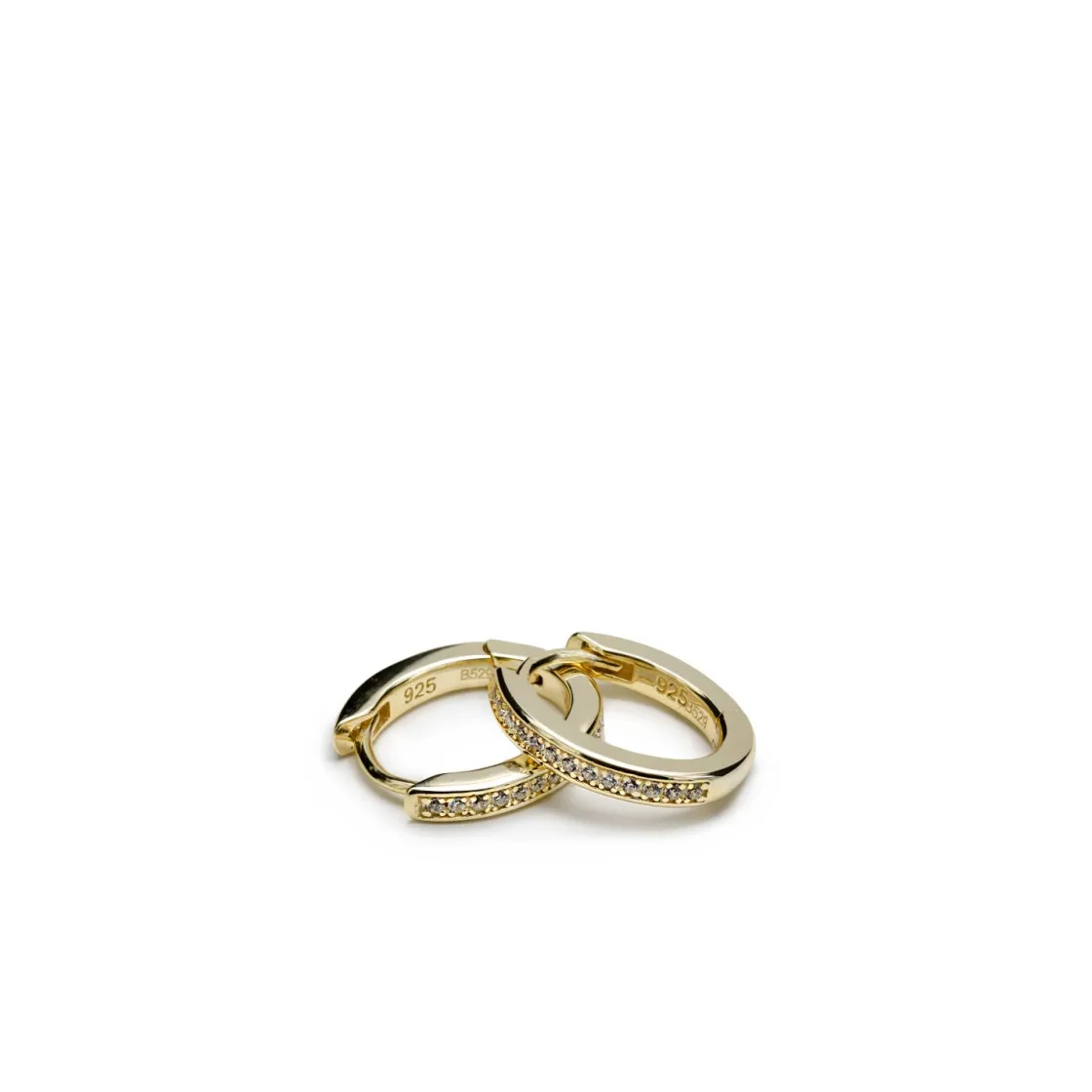 Pendientes Pequeños | Pendientes Aro | LINEARGENT Pendientes aro de plata bañada en oro diseño mini con circonitas