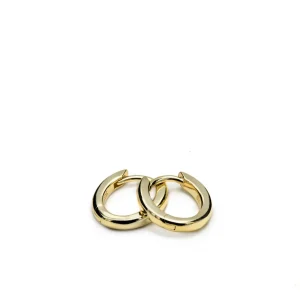 Pendientes Pequeños | Pendientes Aro | LINEARGENT Pendientes aro de plata bañada en oro diseño mini ovalado