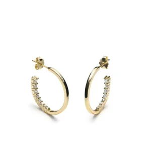 Pendientes Aro | LINEARGENT Pendientes aro de plata con silueta interior de circonita blanca