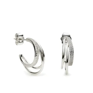 Pendientes Aro | LINEARGENT Pendientes aro de plata con tres argollas y circonitas