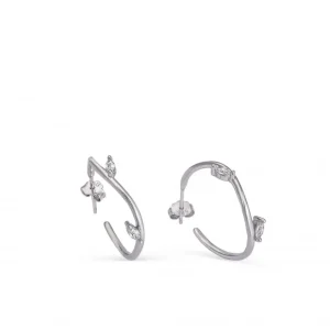 Pendientes Aro | LINEARGENT Pendientes aro de plata de estilo curvilíneo con circonitas talla marquesa
