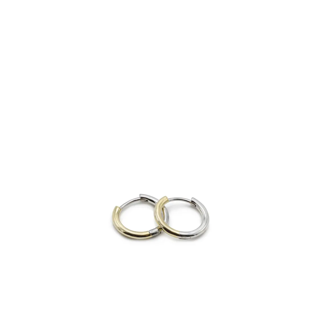 Pendientes Pequeños | Pendientes Aro | LINEARGENT Pendientes aro de plata diseño bicolor
