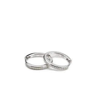 Pendientes Pequeños | Pendientes Aro | LINEARGENT Pendientes aro de plata diseño con circonitas