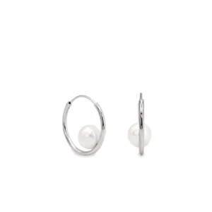 Pendientes Perlas | LINEARGENT Pendientes aro de plata diseño con perla interior