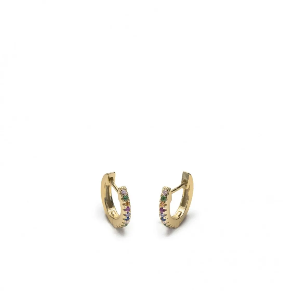 Pendientes Aro | LINEARGENT Pendientes aro de plata diseño de circonitas multicolor