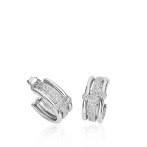 Pendientes Aro | LINEARGENT Pendientes aro de plata diseño hebilla con circonitas