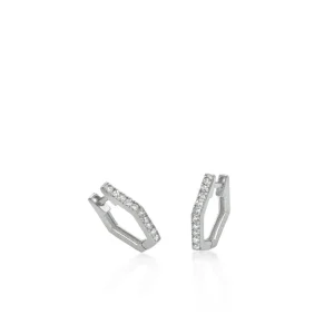 Pendientes Aro | LINEARGENT Pendientes aro de plata diseño hexagonal con circonitas