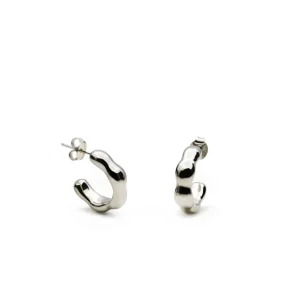 Pendientes Aro | LINEARGENT Pendientes aro de plata diseño líquido irregular
