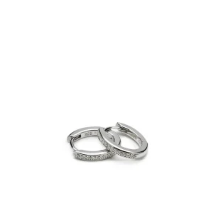 Pendientes Pequeños | Pendientes Aro | LINEARGENT Pendientes aro de plata diseño mini con circonitas