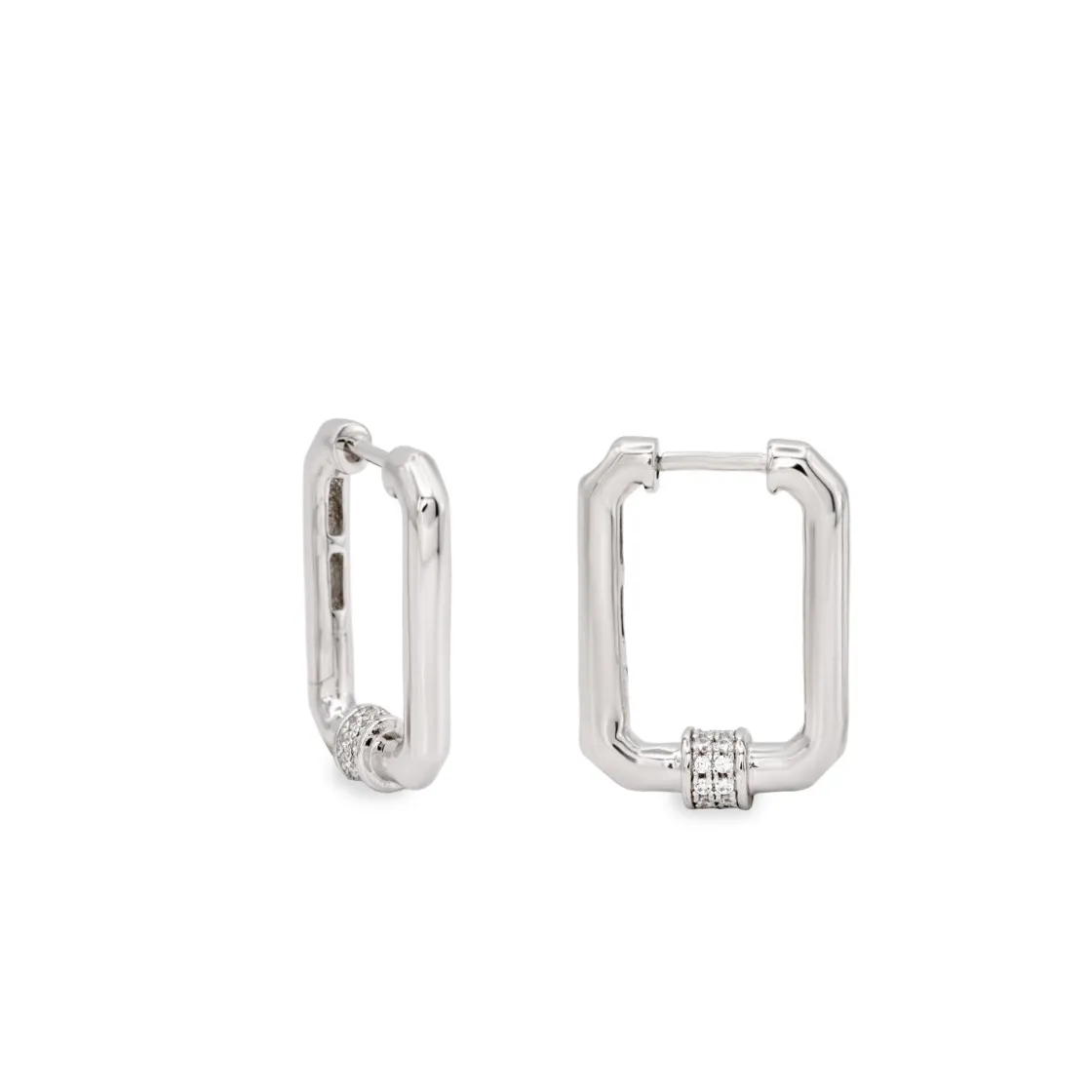Pendientes Aro | LINEARGENT Pendientes aro de plata diseño rectángulo octogonal