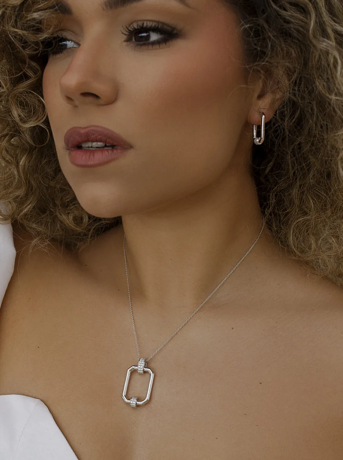 Pendientes Aro | LINEARGENT Pendientes aro de plata diseño rectángulo octogonal