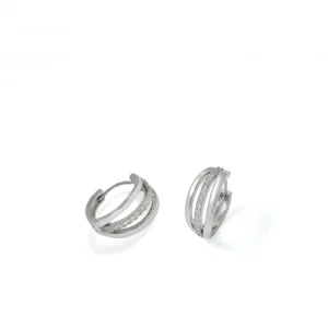 Pendientes Aro | LINEARGENT Pendientes aro de plata diseño triple con circonitas