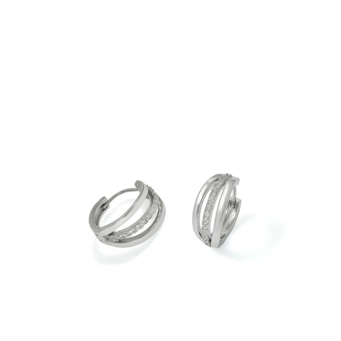 Pendientes Aro | LINEARGENT Pendientes aro de plata diseño triple con circonitas