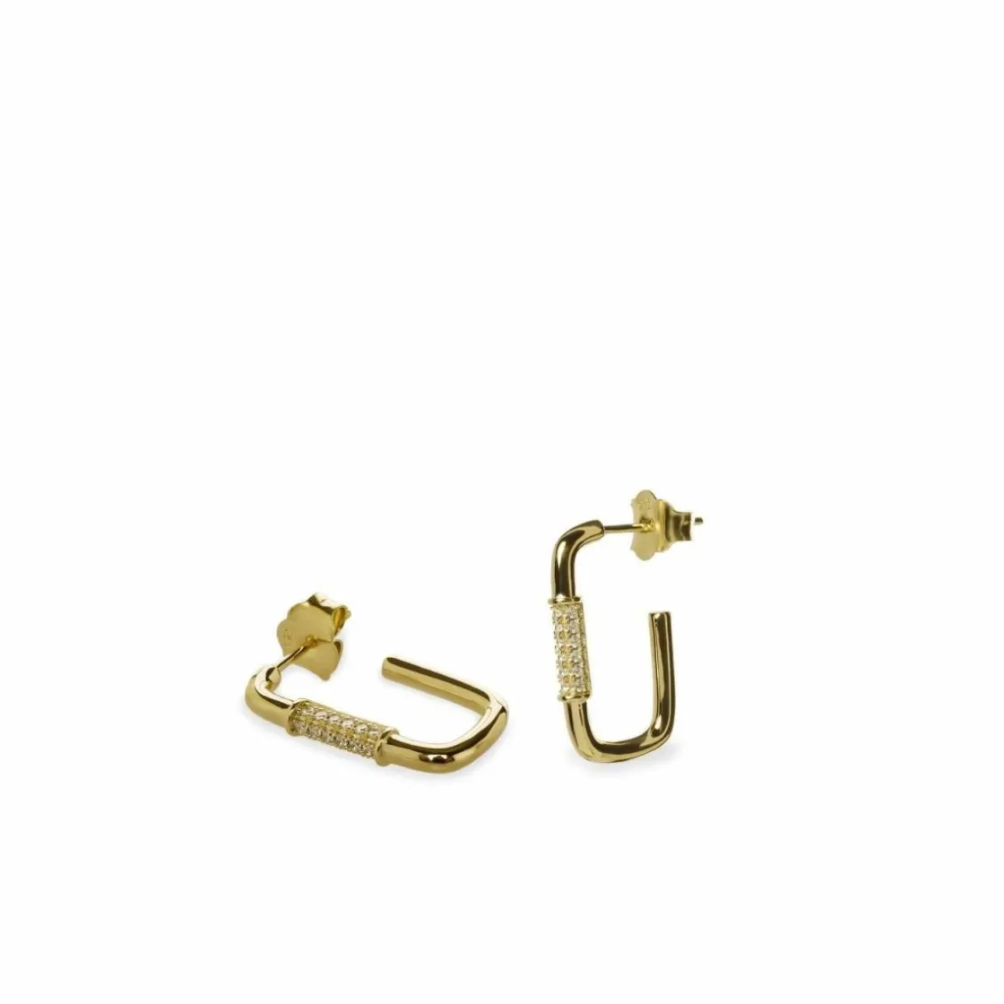 Pendientes Aro | LINEARGENT Pendientes aro de plata dorado diseño rectangular