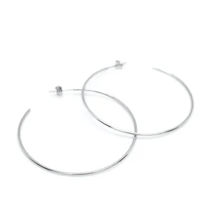 Pendientes Aro | LINEARGENT Pendientes aro de plata grandes de diseño fino