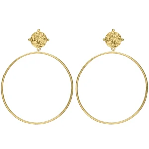 Pendientes Aro | LINEARGENT Pendientes aro de plata grandes diseño dorado
