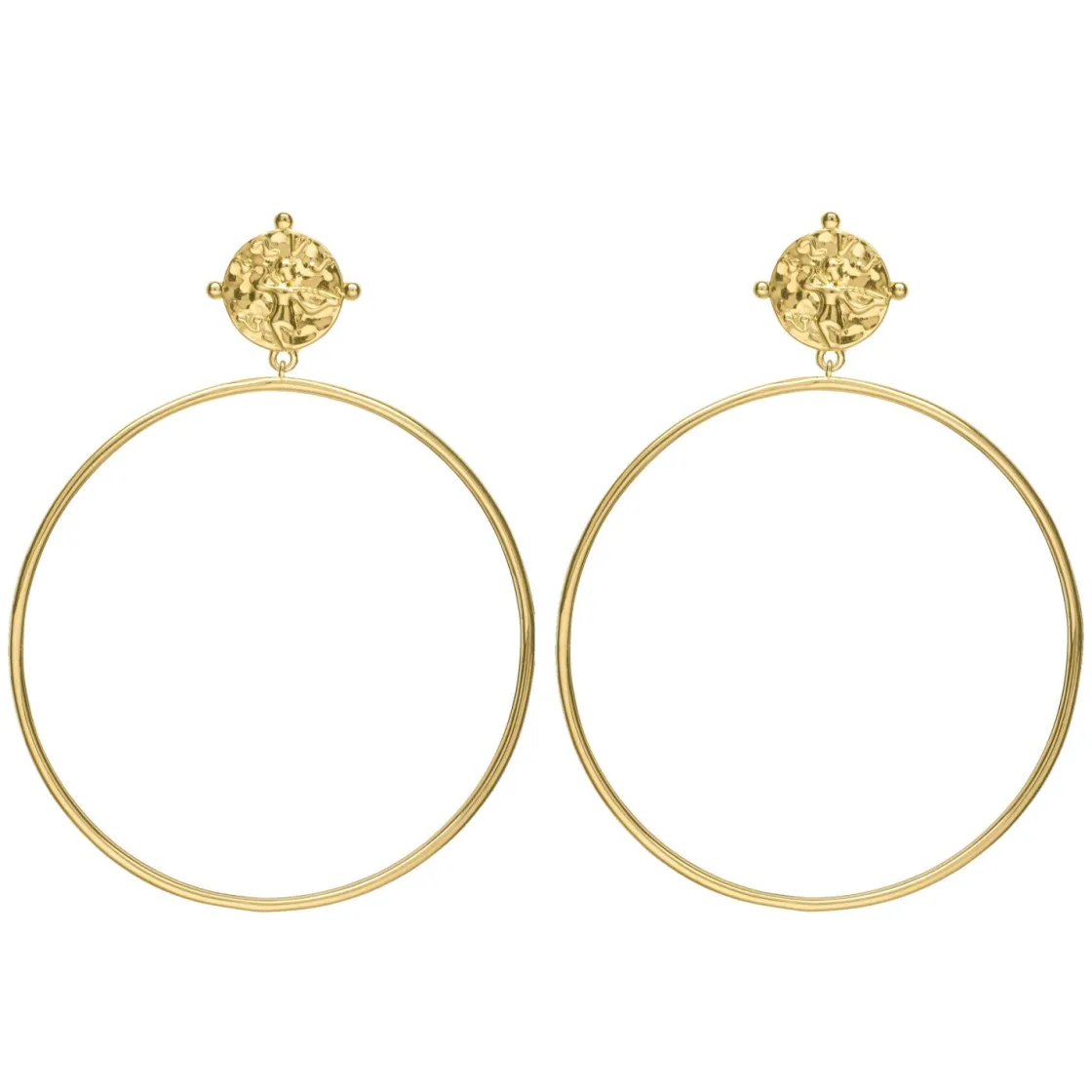 Pendientes Aro | LINEARGENT Pendientes aro de plata grandes diseño dorado