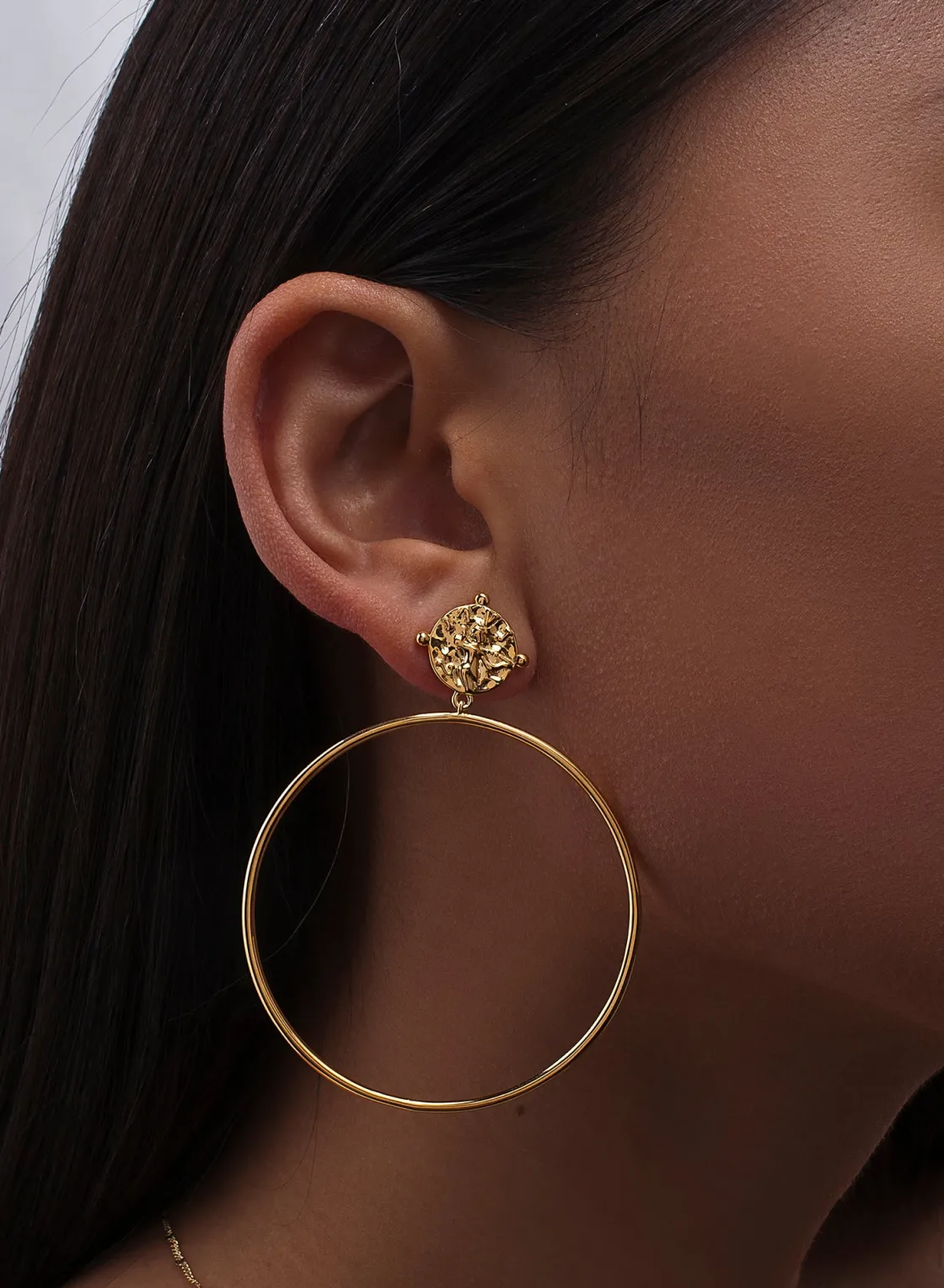 Pendientes Aro | LINEARGENT Pendientes aro de plata grandes diseño dorado