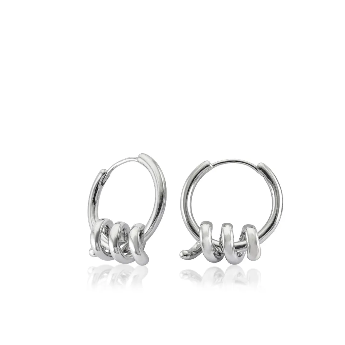 Pendientes Originales | Pendientes Aro | LINEARGENT Pendientes aro de plata lisa con motivo de espiral