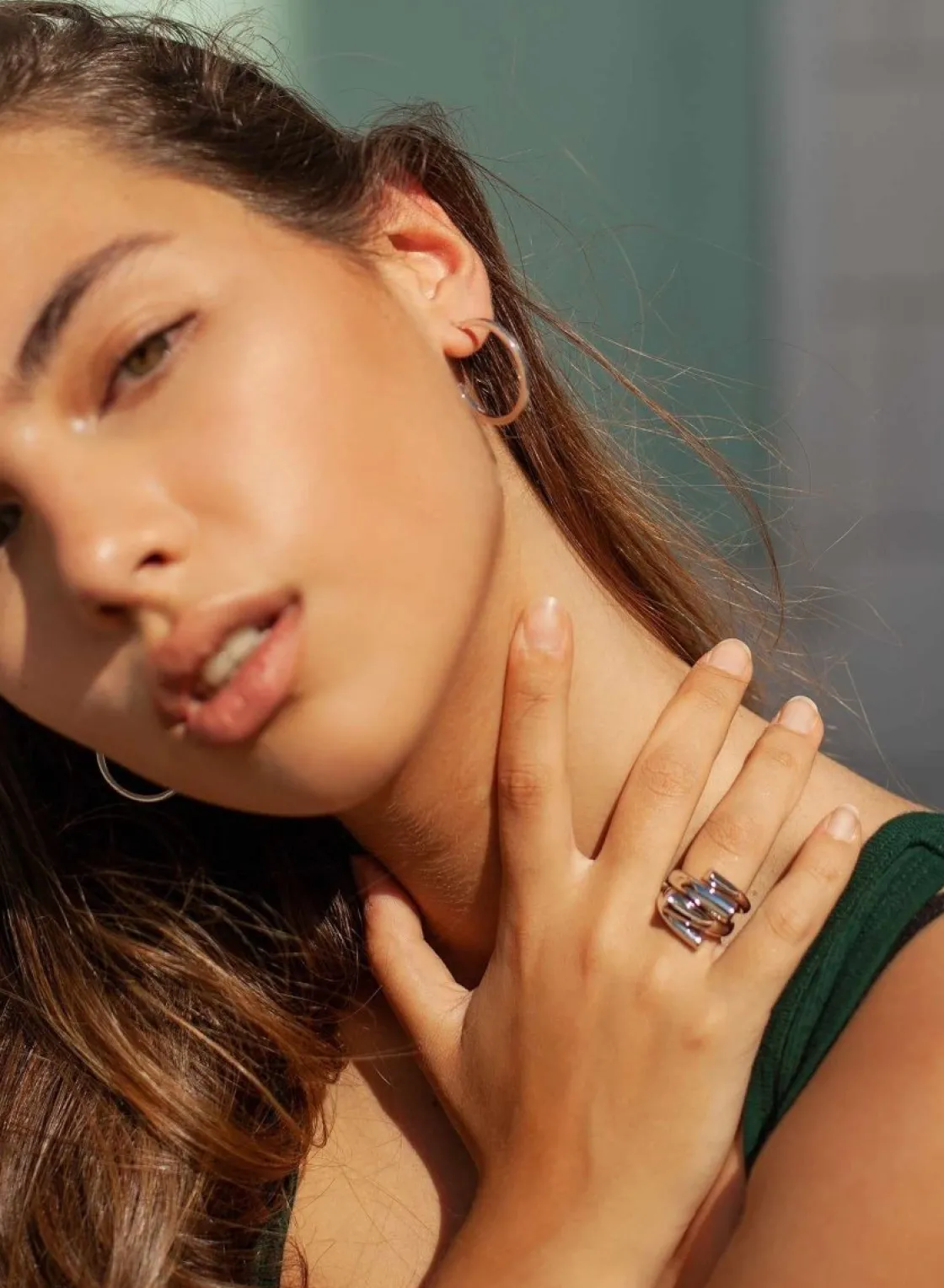 Pendientes Aro | LINEARGENT Pendientes aro de plata lisa diseño cuadrado tamaño mediano