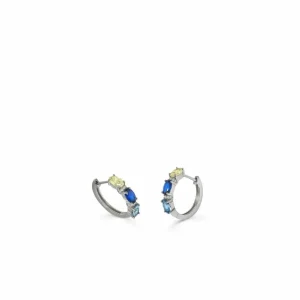 Pendientes Aro | LINEARGENT Pendientes aro de plata pequeños diseño azul