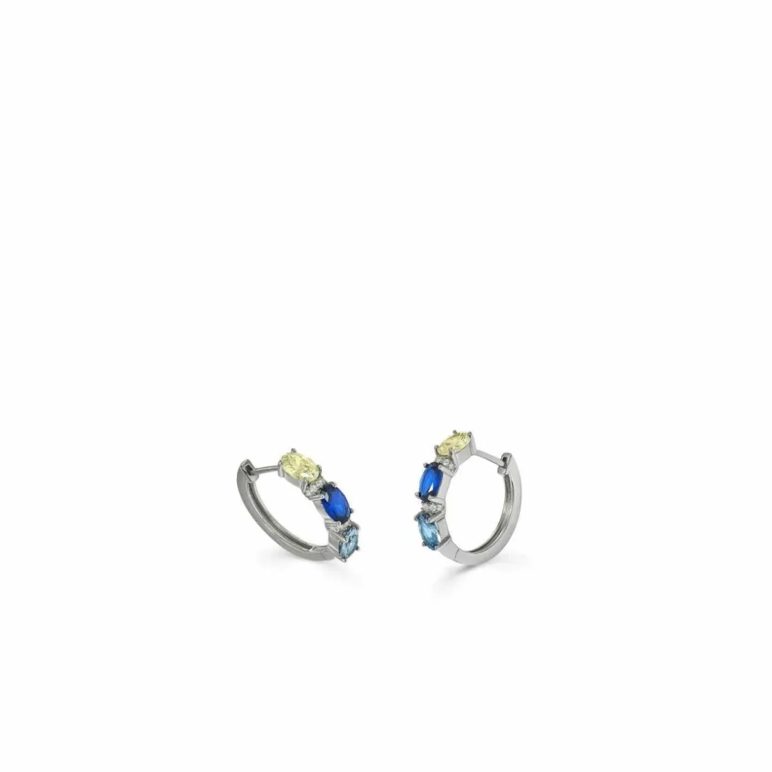 Pendientes Aro | LINEARGENT Pendientes aro de plata pequeños diseño azul