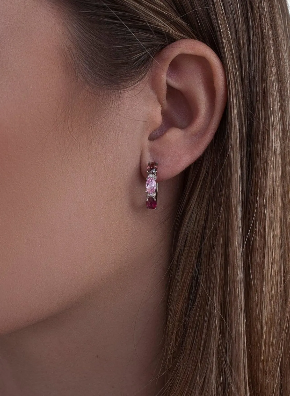 Pendientes Aro | LINEARGENT Pendientes aro de plata pequeños diseño rosa