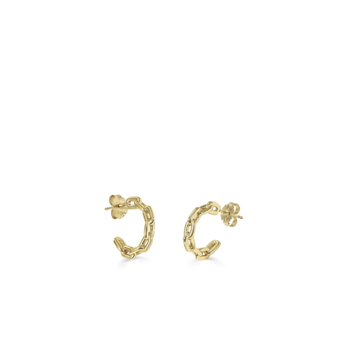 Pendientes Aro | LINEARGENT Pendientes aro de plata pequeños modelo eslabones dorado