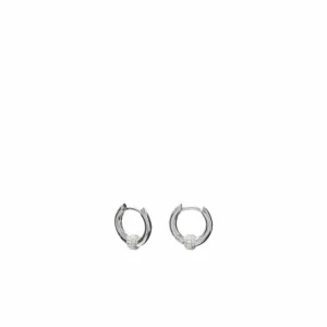 Pendientes Aro | LINEARGENT Pendientes aro de plata pequeños motivo de circonita en la parte inferior