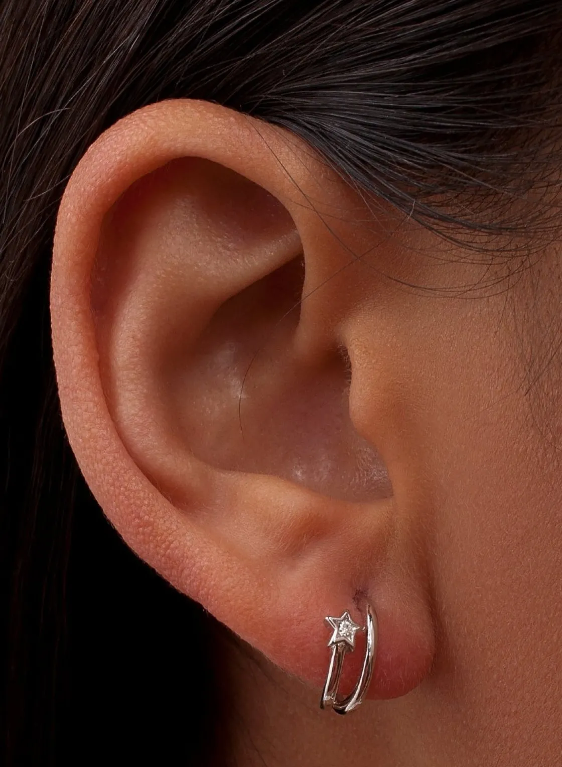 Pendientes Aro | LINEARGENT Pendientes aro de plata pequeños motivo estrella
