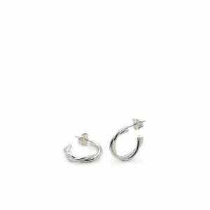 Pendientes Aro | LINEARGENT Pendientes aro de plata pequeños raíles enredados