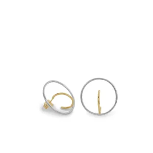 Pendientes Originales | Pendientes Bicolor | LINEARGENT Pendientes aro diseño bicolor cruzado