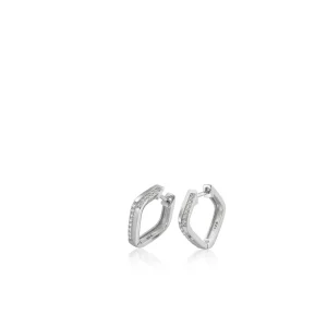 Pendientes Aro | LINEARGENT Pendientes aro diseño cuadrado con circonitas engastadas
