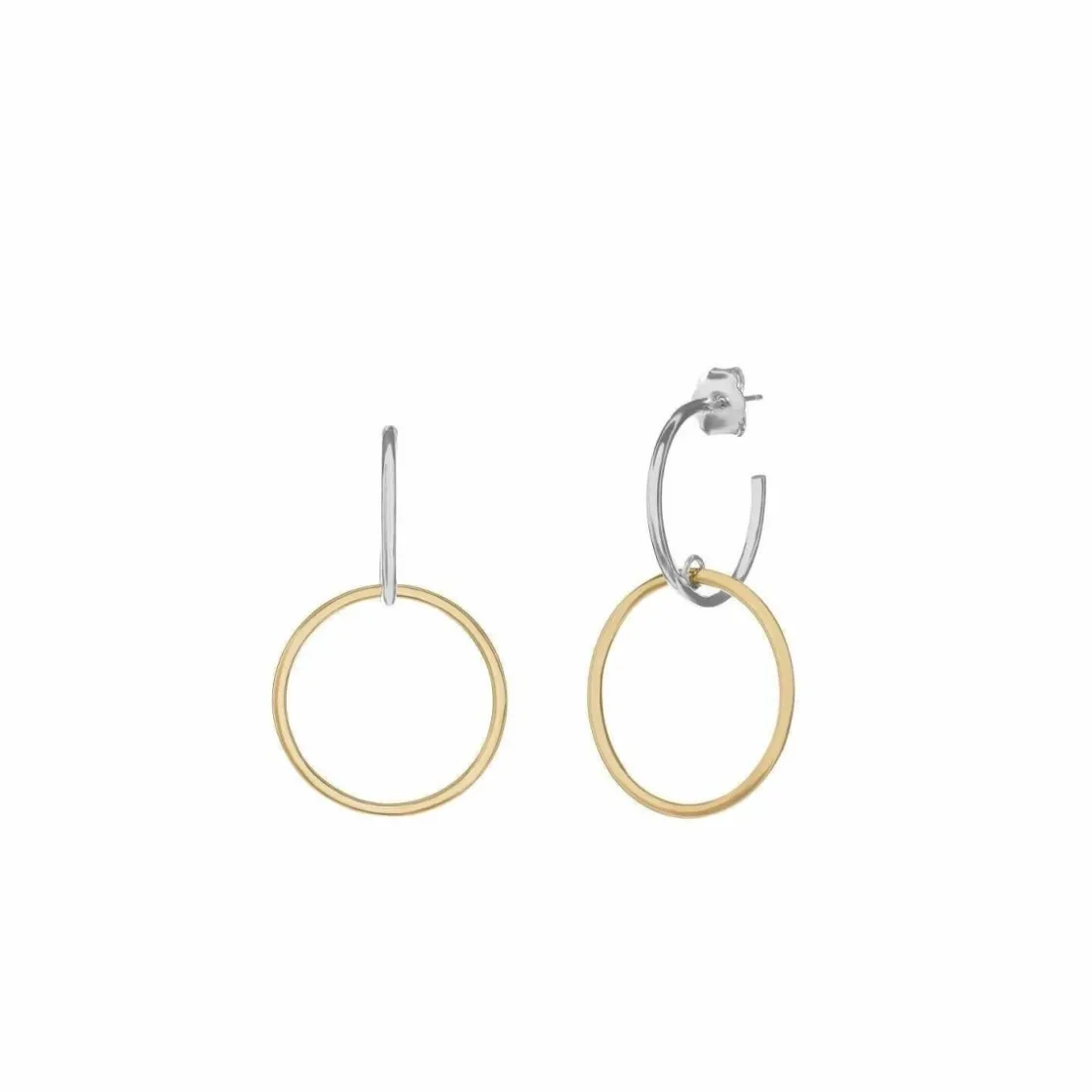 Pendientes Originales | Pendientes Bicolor | LINEARGENT Pendientes aro diseño de doble argolla bicolor