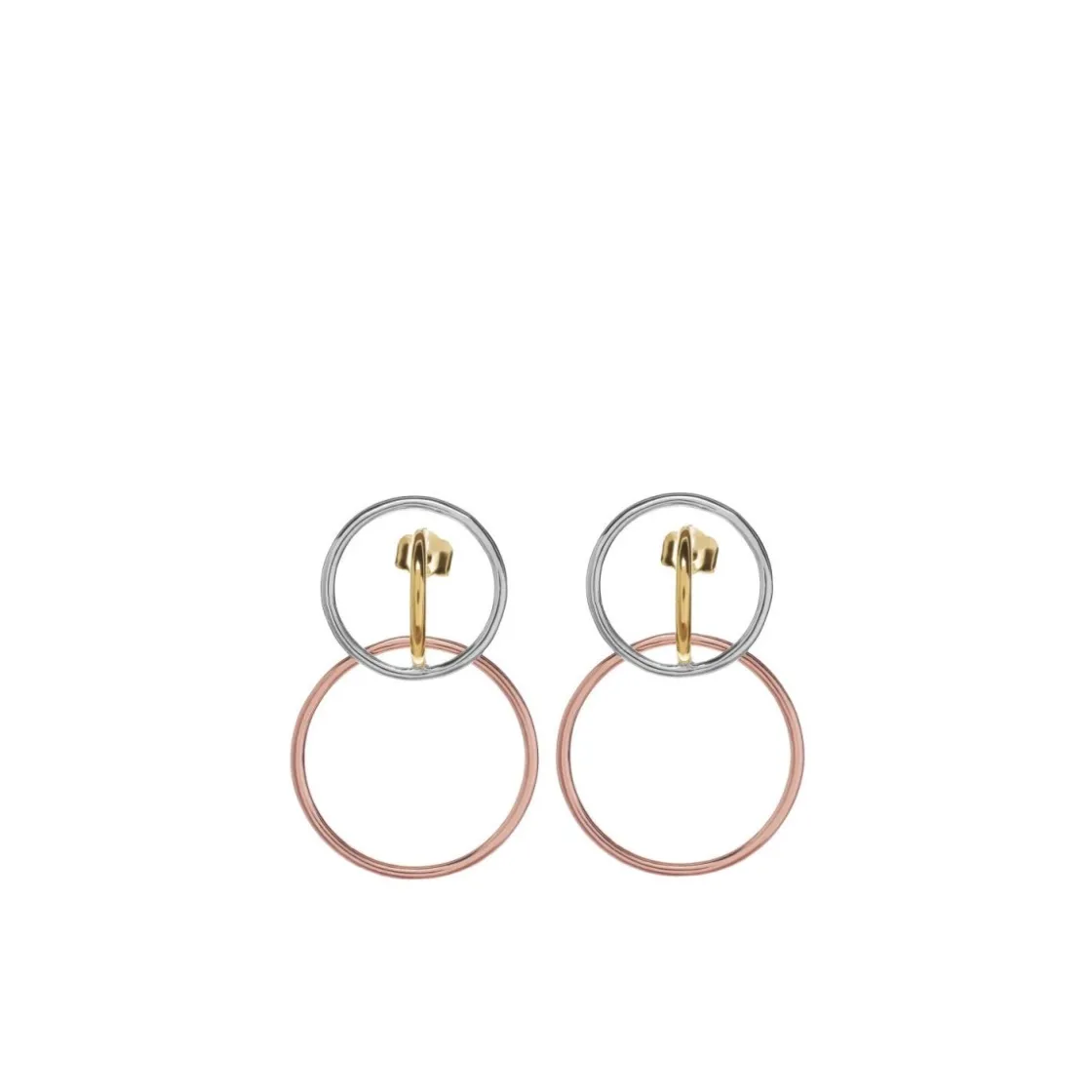Pendientes Originales | Pendientes Bicolor | LINEARGENT Pendientes aro diseño de tres aros unidos tricolores